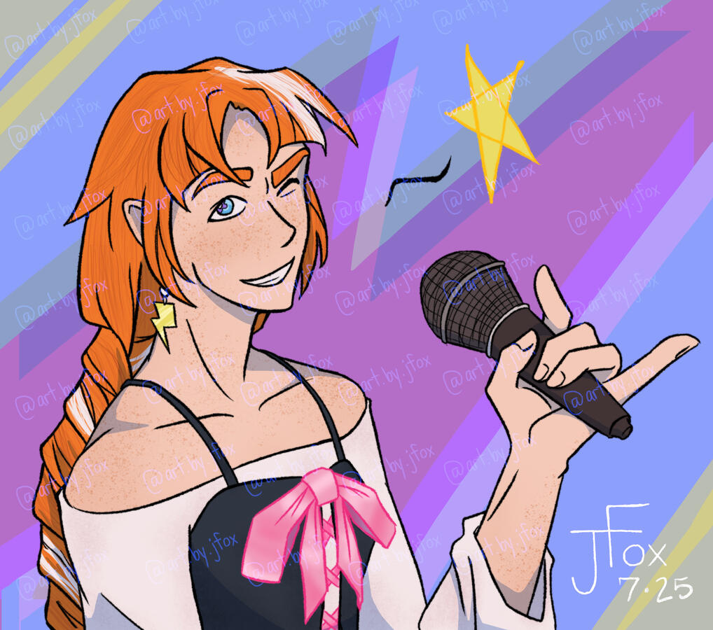 “The One, The Only…” character design by bookwormlover10 on tumblr bust, render, pattern background — $50