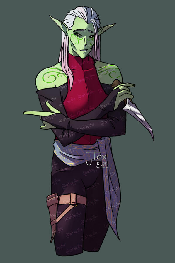 unnamed eladrin ranger design by Jaden Rae three-quarters, render, no background — $50