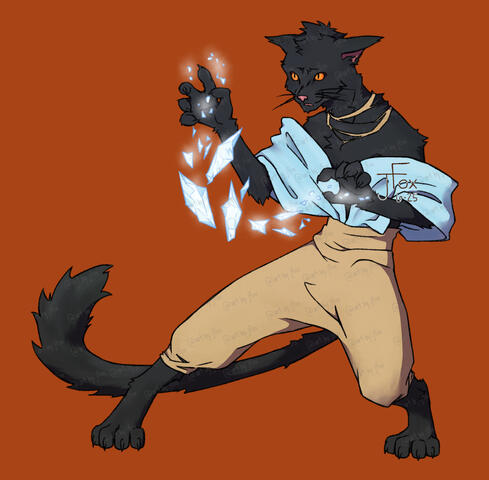 Little Wish, tabaxi sorcerer design by Jaden Rae full body render, no background — $60