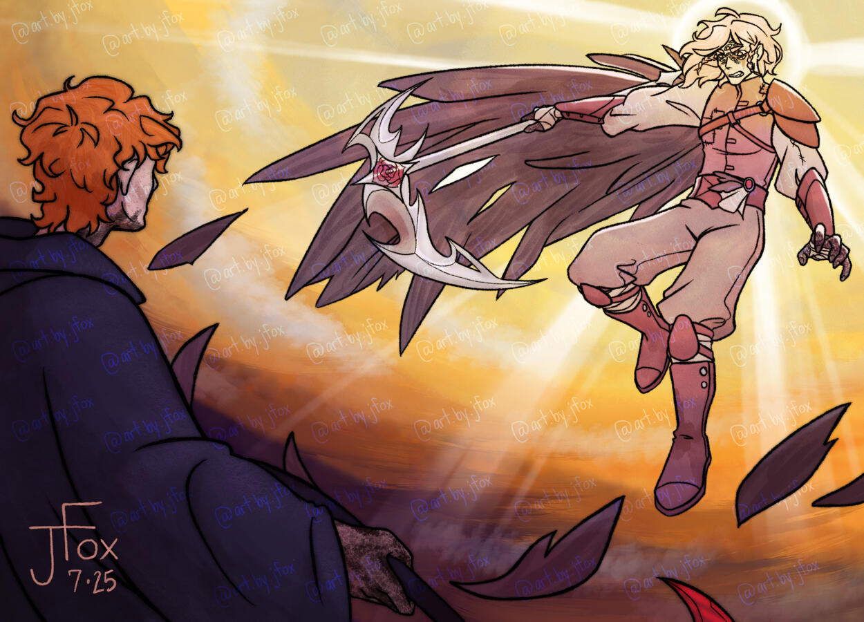 “You Wingless Thing” character design by Jaden Rae and SylphSprout on ArtFight full body, render, +1 subject, abstract background — $90