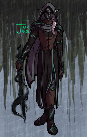 Flynn, shadow elf wizard commission: DND character portrait full body render, simple background, +$5 for a maskless version — $65