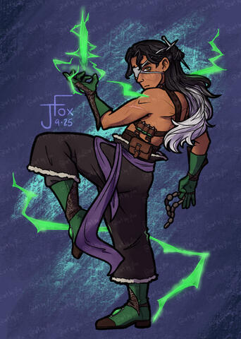 Cade Cloudfoot, halfling warlock commission: DND character portrait full body render, simple background — $60