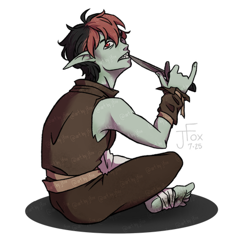 “‘What’re you lookin at?’” character design by loserocs on Tiktok full body render, no background — $60