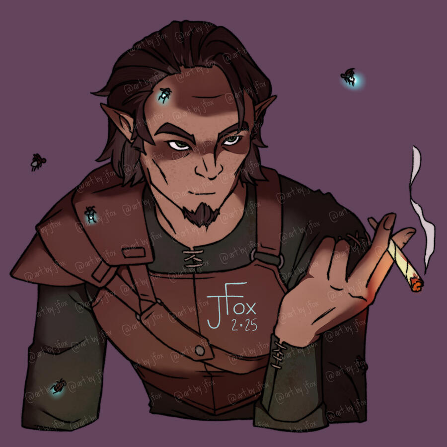 Esbern Liadon, half-elf ranger design by Jaden Rae bust, render, no background — $40