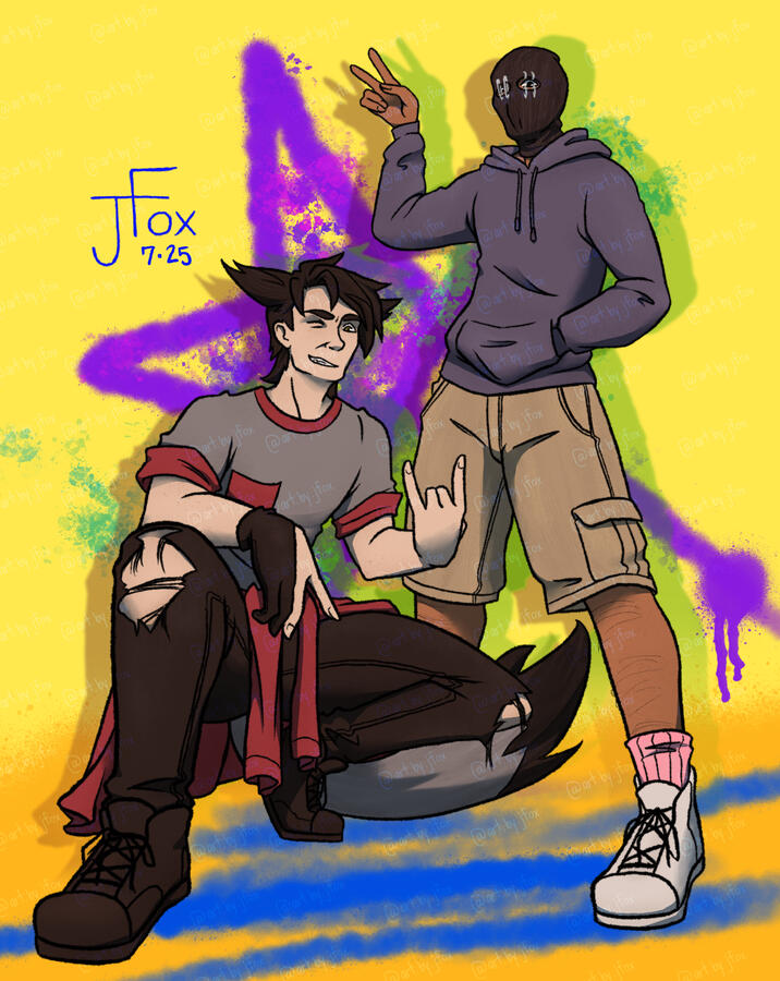 “Squad Up” character design by Jaden Rae and voidedvinyl on Twitch full body, render, +1 subject, abstract background — $90