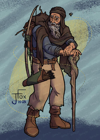 Chuck Arabor, human ranger commission: DND character portrait full body render, simple background — $60