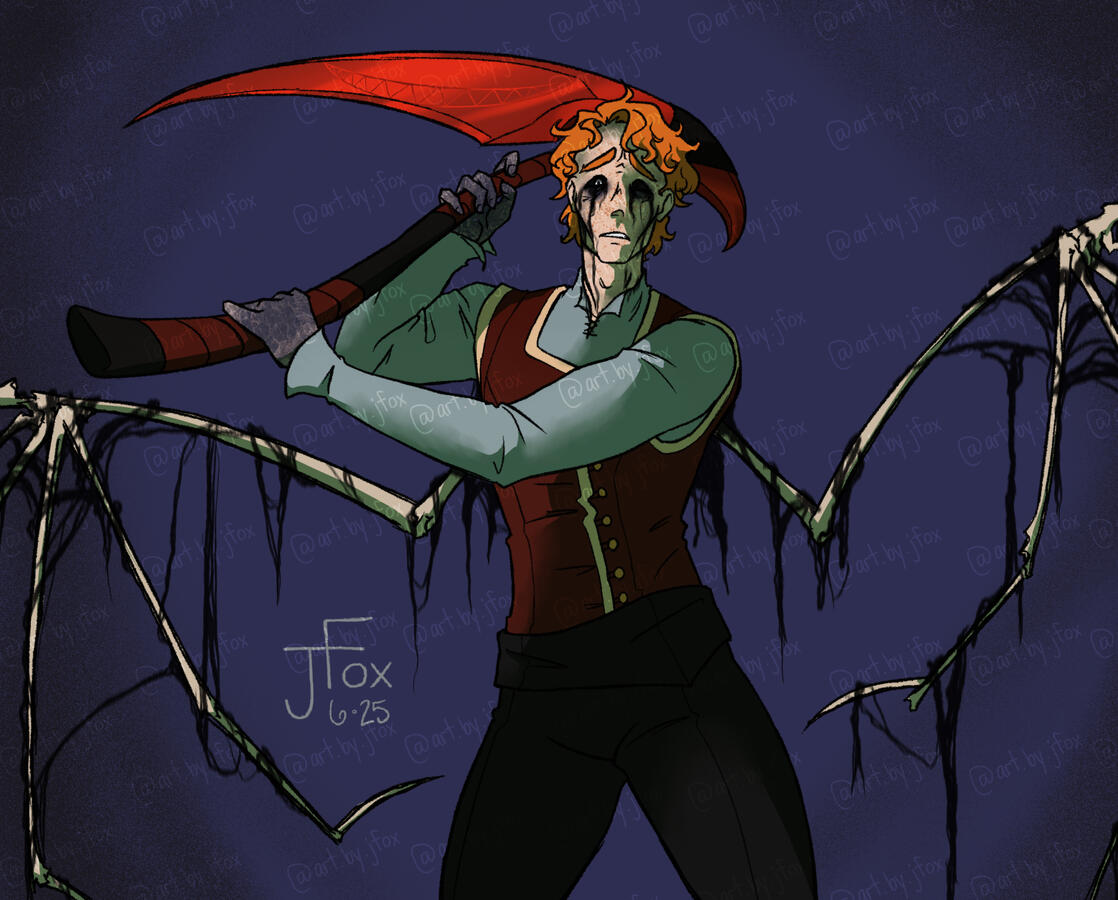 “Scarecrow” character design by Jaden Rae three-quarters, render, simple background — $50