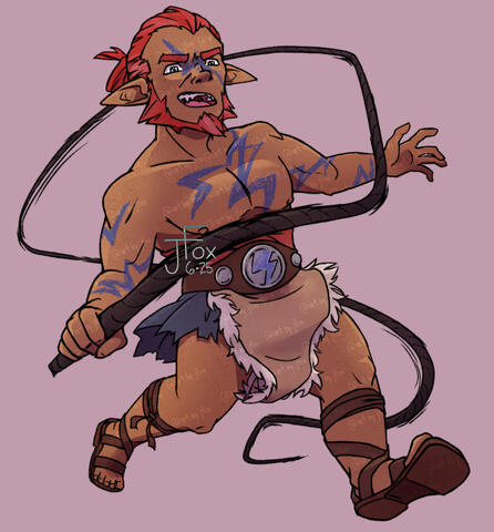 Kipper “The Hurricane” Nymira, gnome barbarian design by Jaden Rae full body render, no background — $60